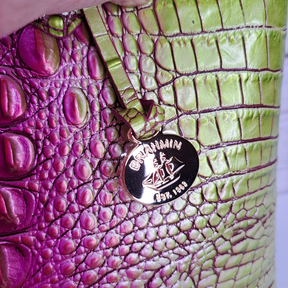 BRAHMIN 'DUXBURY' CROC-EMBOSSED LEATHER SATCHEL/CROSSBODY/TOTE BAG ELCT. OMBRE - Picture 8 of 16